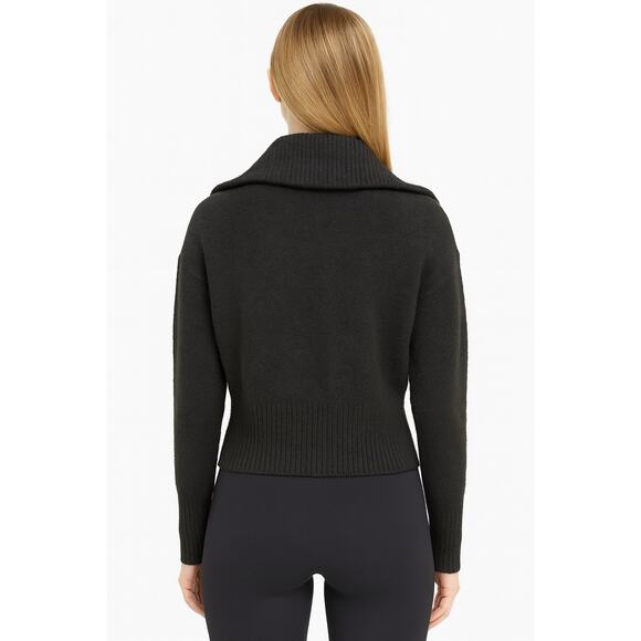 Express Women’s Black Cozy Knit Collared Pullover Sweater – Size M - Picture 2 of 7